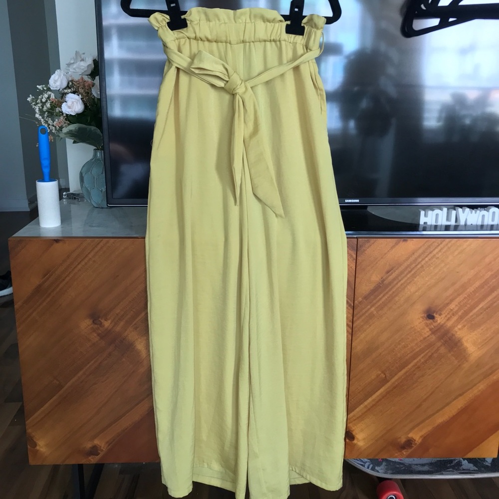 MANGO Paper bag wide legged pants